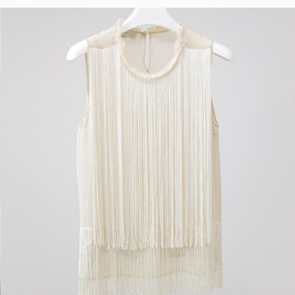 Stella McCartney Ivory Sleeveless Fringe Top